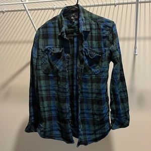 GREEN BLUE AND BLACK FLANNEL